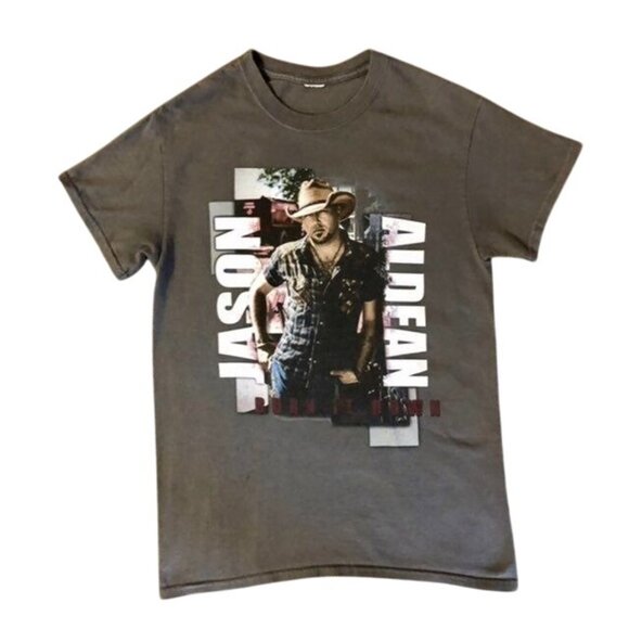 Jason Aldean Burn It Down 2015 Tour Shirt Women’s Small/Medium? Gray Tee Used - Picture 1 of 7